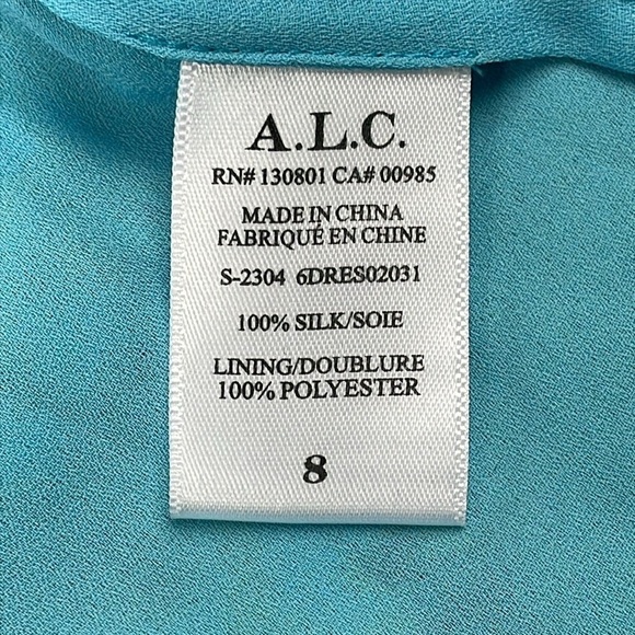 NWT ALC Violet Silk Halter Midi Dress Handkerchief Hem Grotto Floral Sz 8 - Picture 13 of 14